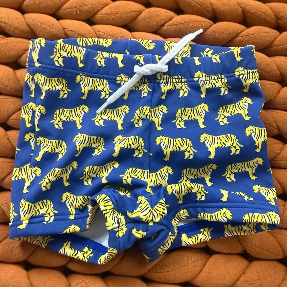Janie & Jack Baby Boy Euro Swimmer Swimsuit Swim Bottoms 0-3 Months Blue Tiger